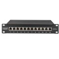 DIGITUS DN-91612S-EA - CAT 6A Patch Panel, geschirmt,12-Port 1HE, 10", Rack Mount,schwarz RAL 9005