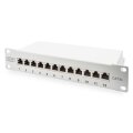 DIGITUS DN-91612S-EA-G - CAT 6A Patch Panel, geschirmt,12-Port 1HE, 10", Rack Mount, grau RAL 7035