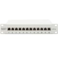DIGITUS DN-91612S-EA-G - CAT 6A Patch Panel, geschirmt,12-Port 1HE, 10", Rack Mount, grau RAL 7035