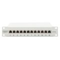 DIGITUS DN-91612S-EA-G - CAT 6A Patch Panel, geschirmt,12-Port 1HE, 10", Rack Mount, grau RAL 7035