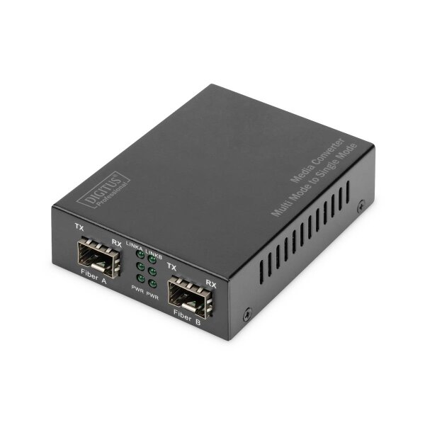 DIGITUS DN-82133 - Gigabit Multimode zu Singlemode Medienkonverter SFP bis SFP, 155Mbps, 1.25Gbps, 850nm bis 1550nm