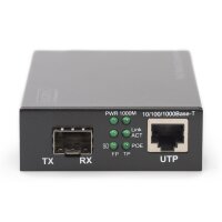 DIGITUS DN-82140 - Gigabit Ethernet PoE+ Medienkonverter, SFP SFP offener Slot, 802.3at, 30W, ohne SFP Modul