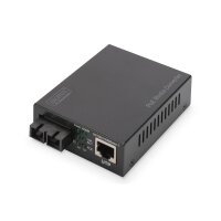 DIGITUS DN-82150 - Gigabit Ethernet PoE+ Medienkonverter, Multimode 802.3at, 30W, SC connector, bis zu 0.5km