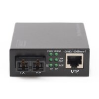 DIGITUS DN-82150 - Gigabit Ethernet PoE+ Medienkonverter, Multimode 802.3at, 30W, SC connector, bis zu 0.5km