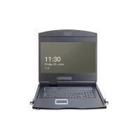 DIGITUS DS-72211-1US - Modulare Konsole mit 19" TFT (48,3cm), 1-Port KVM & Touchpad, US Tastatur, RAL 9005 sw