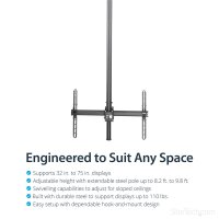 StarTech.com TV-Deckenhalterung - Vollbewegliche - Universelle - Hängende Einzelbildschirmhalterung mit Langem - Verstellbarem Teleskopmast - Neigbar/Schwenkbar - VESA-Halterung für 32"-75" Bildschirme - 50 kg - 81,3 cm (32") - 190,5 cm (75") - 200 x 200
