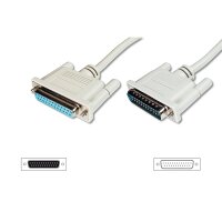 DIGITUS AK-610201-050-E - Datatransfer Verlängerungskabel, D-Sub25 St/Bu, 5.0m, Seriell/Parallel, vergossen, be