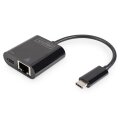 DIGITUS DN-3027 - USB-Type-C Gigabit Ethernet Adapter + PD mit Leistungsabgabefunktion