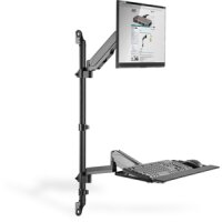 DIGITUS DA-90372 - Sit-Stand Workstation Wand Einzelmontage, schwarz max. Bel.: 1-8 kg,max. Monitorgröße: 17"-32"