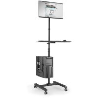 DIGITUS DA-90374 - Mobile Workstation (Monitor, PC Halter) max. 8 kg ,32" Bildschirmgröße, schwarz