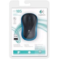 Logitech LGT-M185B - Beidhändig - Optisch - RF Wireless - 1000 DPI - Schwarz - Blau