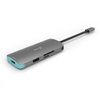 i-tec Metal USB-C Nano Dock 4K HDMI + Power Delivery 100 W - Verkabelt - USB 3.2 Gen 1 (3.1 Gen 1) Type-C - 100 W - Silber - Türkis - MicroSD (TransFlash) - SD - 3840 x 2160 Pixel