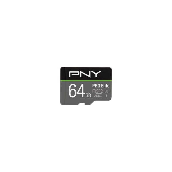 PNY PRO Elite - 64 GB - MicroSDXC - Klasse 10 - UHS-I - Class 3 (U3) - Schwarz - Grau