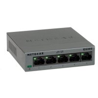 Netgear GS305 Switch 5 Port Gigabit Ethernet LAN Switch (Plug-and-Play Netzwerk Switch - LAN Verteiler - Hub energieffizient - lüfterlos - robustes Metallgehäuse) - Unmanaged - L2 - Gigabit Ethernet (10/100/1000) - Wandmontage