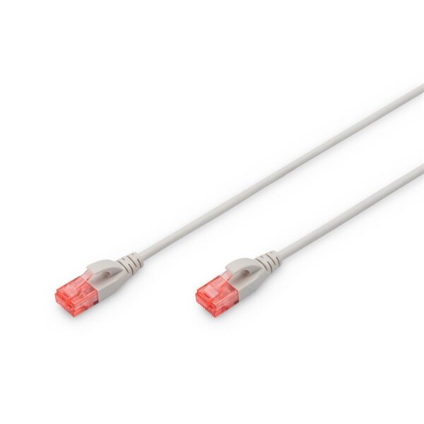 DIGITUS DK-1617-030S - CAT 6 U-UTP Slim Patchkabel, Cu, LSZH AWG 28/7, Länge 3 m, Farbe Grau