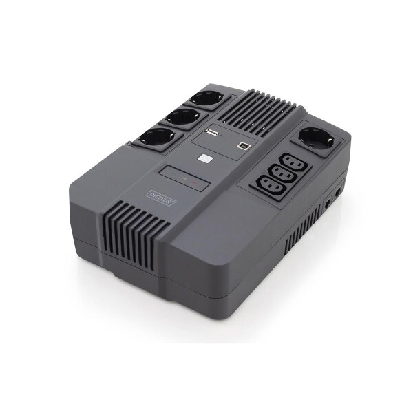 DIGITUS DN-170111 - All-in-One USV, 800VA/480W, LED 12V/9Ah x1, 4x CEE 7/7,3x IEC C13, USB, RJ45