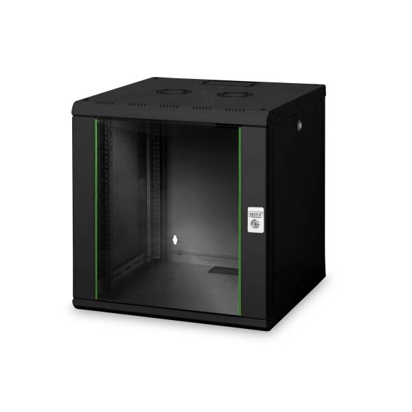 DIGITUS DN-19-12U-6/6-SW - 12HE Wandgehäuse, Unique 643x600x600 mm, Farbe Schwarz (RAL 9005)