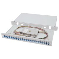 DIGITUS DN-96332/9 - LWL Spleißbox, 1HE, bestückt, 24x LC DX, OS2 inkl. Spleißkass., gefärbte Pigtails, Kupplungen