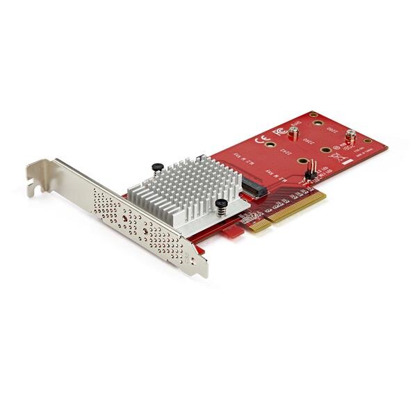 StarTech.com Dual M.2 PCIe SSD Adapter Karte - x8 / x16 Dual NVMe oder AHCI M.2 SSD zu PCI Express 3.0 - M.2 NGFF PCIe (M-Key) kompatibel - Unterstützt 2242 - 2260 - 2280 - JBOD - Mac & PC - PCIe - M.2 - PCI 3.0 - Rot - 3336103 h - CE - FCC - TAA - REACH