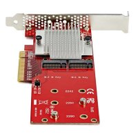 StarTech.com Dual M.2 PCIe SSD Adapter Karte - x8 / x16 Dual NVMe oder AHCI M.2 SSD zu PCI Express 3.0 - M.2 NGFF PCIe (M-Key) kompatibel - Unterstützt 2242 - 2260 - 2280 - JBOD - Mac & PC - PCIe - M.2 - PCI 3.0 - Rot - 3336103 h - CE - FCC - TAA - REACH