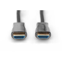 DIGITUS AK-330125-200-S - HDMI AOC Hybrid Glasfaser Anschlusskabel, Typ A St/St, 20m, UHD 4K@60Hz, CE, gold, sw