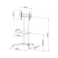 Techly TV LED/LCD Wagen für LCD LED TV 30"-65", mit Ablage