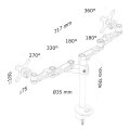 Neomounts FPMA-D935DG Monitorarm 10-27" - Öse - 25,4 cm (10") - 68,6 cm (27") - 100 x 100 mm - Höhenverstellung - Silber