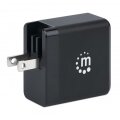 Manhattan GaN Power Delivery USB-Ladegerät 65 W - USB-Netzteil mit ultrakompakter GaN-Technologie - USB-C Power Delivery-Port (PD 3.0) mit bis zu 65 W - auswechselbare Stecker für EU - UK & US - schwarz - Schwarz