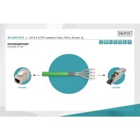 DIGITUS DK-1843-VH-5 - CAT 8.2 S-FTP Installationsk., 2000 MHz, AWG 22/1 Dca, 500 m, Trommel, Simplex, Grün