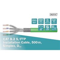 DIGITUS DK-1843-VH-5 - CAT 8.2 S-FTP Installationsk., 2000 MHz, AWG 22/1 Dca, 500 m, Trommel, Simplex, Grün
