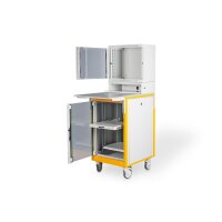 DIGITUS DN-39004 - 16HE Netzwerkschrank, mobiler Arbeitsplatz, IP20 1678x600x670 mm, Ablage, Bildschirmgehäuse, grau