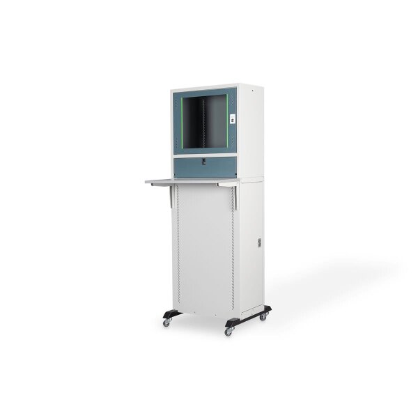 DIGITUS DN-39007 - Mobile Arbeitsstation mit 3 Abteilungen, IP20 1800x600x600 mm, RAL 7035 Geh., RAL 7031 Tür