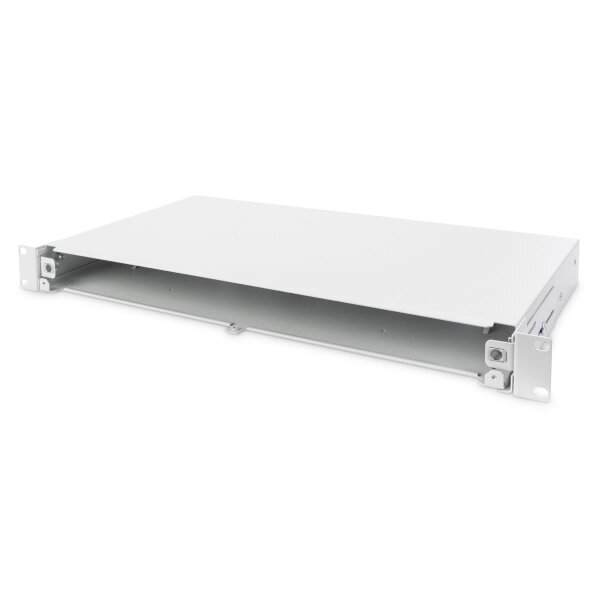 DIGITUS DN-96200-QL - LWL-Spleißbox, 1HE, Schnellverschluss, leer ohne Frontblende, inkl. M20/M25 Verschr., grau