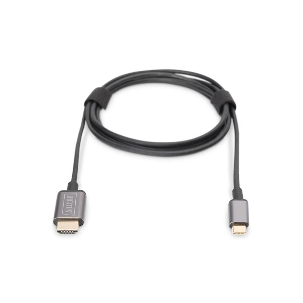 DIGITUS DA-70821 - USB-C - HDMI Adapter, 1,8 m 4K/30Hz, schwarz, Metallgehäuse