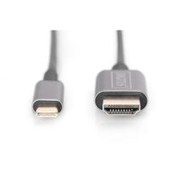DIGITUS DA-70821 - USB-C - HDMI Adapter, 1,8 m 4K/30Hz, schwarz, Metallgehäuse