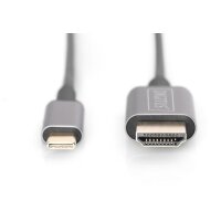DIGITUS DA-70821 - USB-C - HDMI Adapter, 1,8 m 4K/30Hz, schwarz, Metallgehäuse