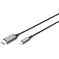 DIGITUS DA-70821 - USB-C - HDMI Adapter, 1,8 m 4K/30Hz, schwarz, Metallgehäuse