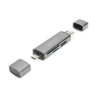 DIGITUS DA-70886 - Combo Card Reader Hub (USB-C+USB 3.0) 1x SD, 1x MicroSD, 1x USB 3.0, grau