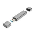 DIGITUS DA-70886 - Combo Card Reader Hub (USB-C+USB 3.0) 1x SD, 1x MicroSD, 1x USB 3.0, grau