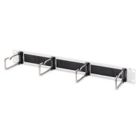 DIGITUS DN-97668 - 1HE Kabelrangierpanel mit Bürstenleiste 4x Stahlringe 40x75 mm, grau (RAL 7035)