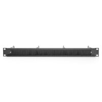 DIGITUS DN-97669 - 1HE Kabelrangierpanel mit Bürstenleiste 4x Stahlringe 40x75 mm, schwarz (RAL 9005)