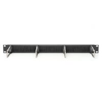 DIGITUS DN-97669 - 1HE Kabelrangierpanel mit Bürstenleiste 4x Stahlringe 40x75 mm, schwarz (RAL 9005)