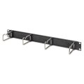 DIGITUS DN-97669 - 1HE Kabelrangierpanel mit Bürstenleiste 4x Stahlringe 40x75 mm, schwarz (RAL 9005)