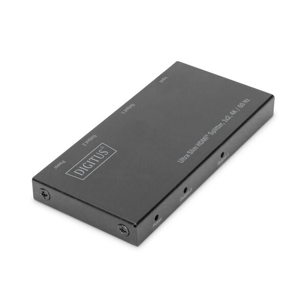 DIGITUS DS-45322 - Ultra Slim HDMI Splitter, 1x2, 4K/60Hz HDR, HDCP 2.2, 18 Gbps, Micro USB Power