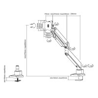 Neomounts by Newstar Select Tischhalterung Für Curved Monitore - Klemme /Bolzen - 18 kg - 25,4 cm (10 Zoll) - 124,5 cm (49 Zoll) - 100 x 100 mm - Silber