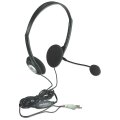 Manhattan Stereoheadset - Federleichtes Design - integriertes Mikrofon - Lautstärkeregler im Kabel integriert - Kabelgebunden - 20 - 20000 Hz - Anrufe/Musik - 75 g - Kopfhörer - Schwarz - Silber