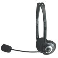 Manhattan Stereoheadset - Federleichtes Design - integriertes Mikrofon - Lautstärkeregler im Kabel integriert - Kabelgebunden - 20 - 20000 Hz - Anrufe/Musik - 75 g - Kopfhörer - Schwarz - Silber