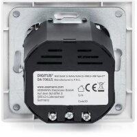 DIGITUS DA-70615 - Steckdose 1x Schutzkontakt,1x USB,1x Type C 5 V 2.8 A, Eingang: AC 250V 50Hz, RAL 9003