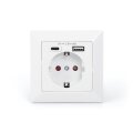 DIGITUS DA-70615 - Steckdose 1x Schutzkontakt,1x USB,1x Type C 5 V 2.8 A, Eingang: AC 250V 50Hz, RAL 9003