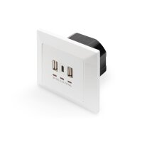 DIGITUS DA-70618 - Steckdose 2x USB, 1x USB Type C 5V 3.1A, Eingang: AC250V 50HZ,RAL 9003